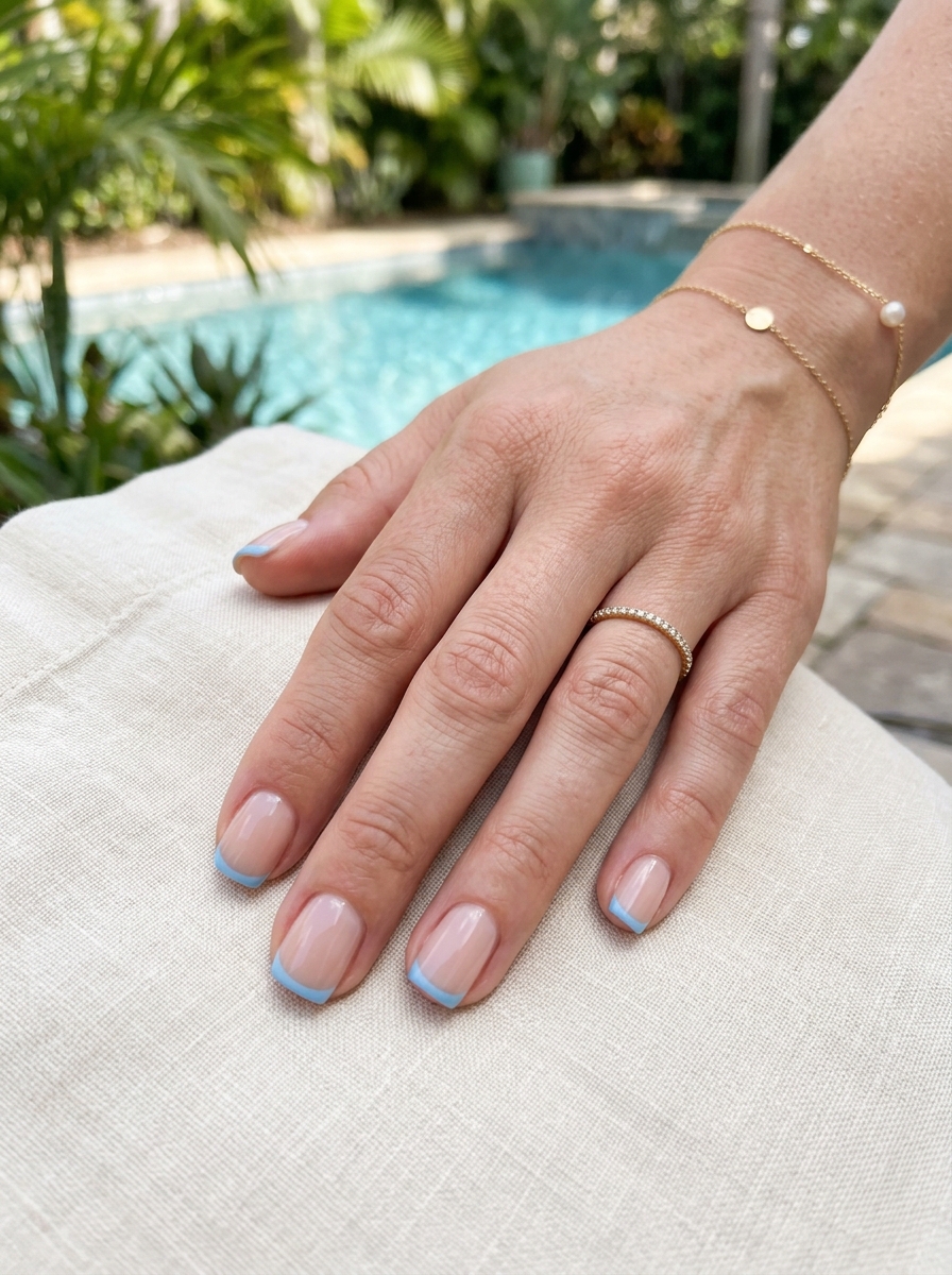 Blue French Square Nails als Nägel Square Sommer Inspiration 2026